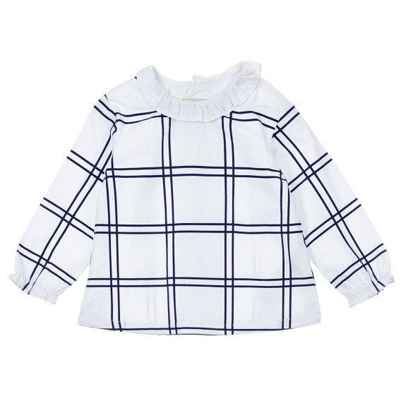 Памучна блуза с къдрички и сини акценти за бебе, бяла Chicco 246354 