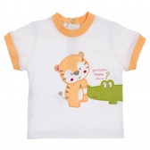 Памучна тениска с апликация и оранжеви акценти за бебе, бяла Chicco 246381 