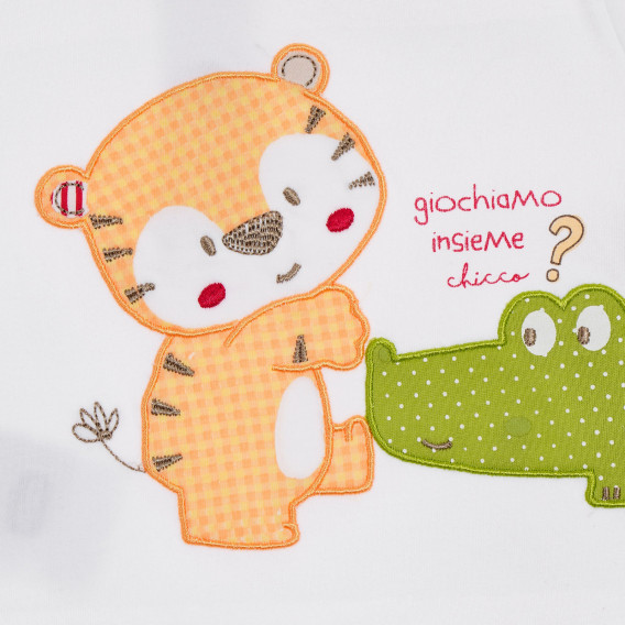 Памучна тениска с апликация и оранжеви акценти за бебе, бяла Chicco 246382 2