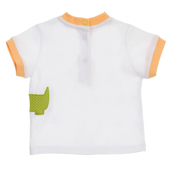 Памучна тениска с апликация и оранжеви акценти за бебе, бяла Chicco 246384 4