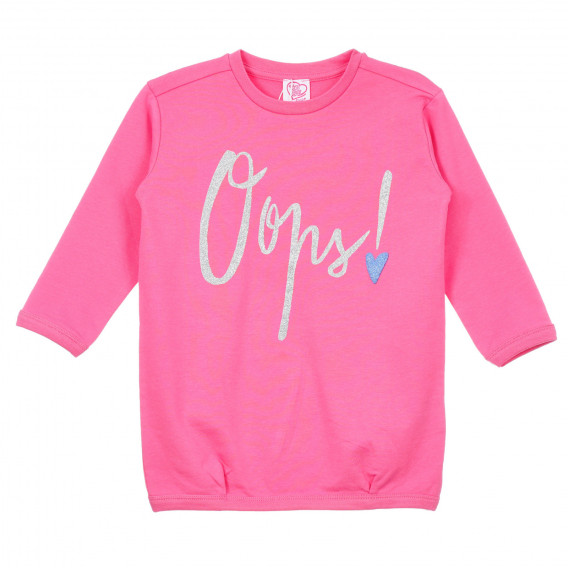 Памучна блуза с брокатен надпис за бебе, розова Chicco 246385 