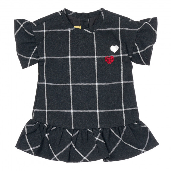 Памучна карирана рокля за бебе, черна Chicco 246405 