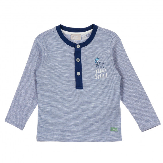 Памучна блуза с малка щампа на мече за бебе, синя Chicco 246421 