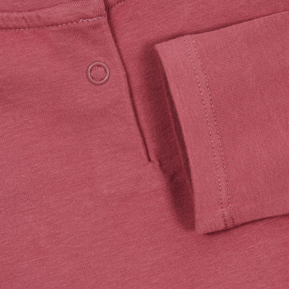 Памучна блуза с брокатен надпис за бебе, тъмно розова Chicco 246431 3