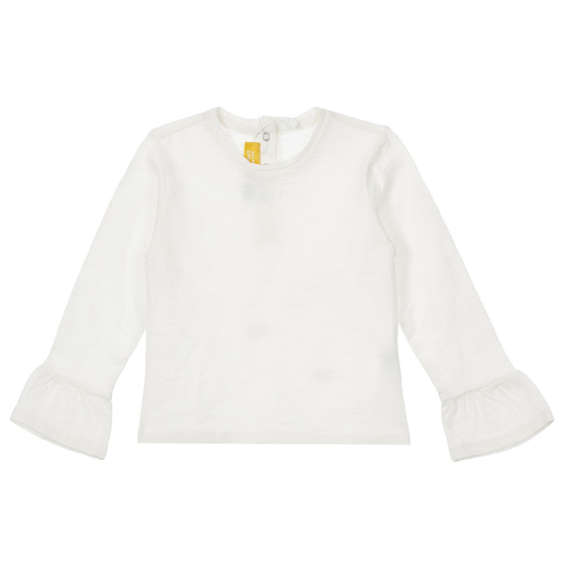 Памучна блуза с широки ръкави за бебе, бяла  246449