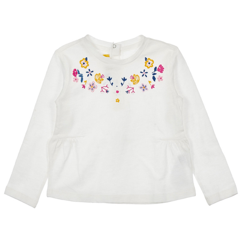 Памучна блуза с цвете за бебе, бяла  246453