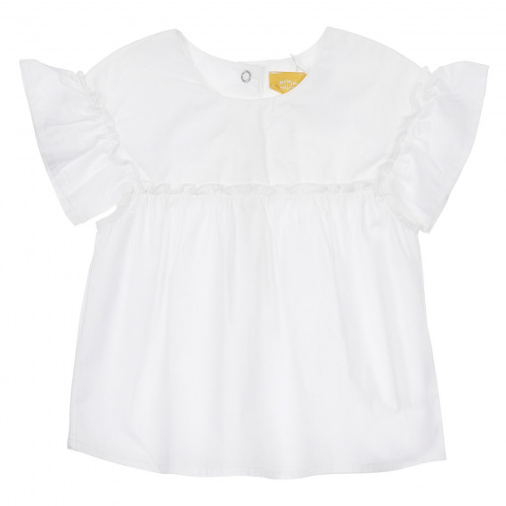 Памучна блуза с къдрички за бебе, бяла Chicco 246469 
