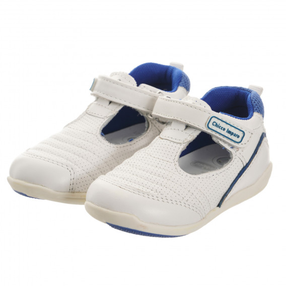 Кожени обувки със сини акценти, бели Chicco 246821 