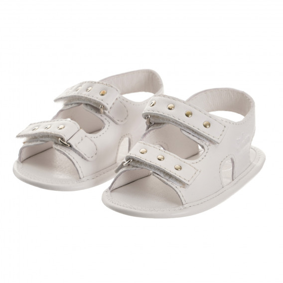 Кожени сандали за бебе, бели Chicco 246990 