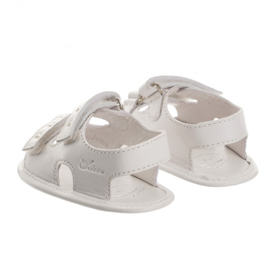 Кожени сандали за бебе, бели Chicco 246991 2