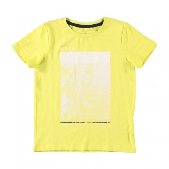 Тениска от органичен памук с щампа, жълта Name it 247280 
