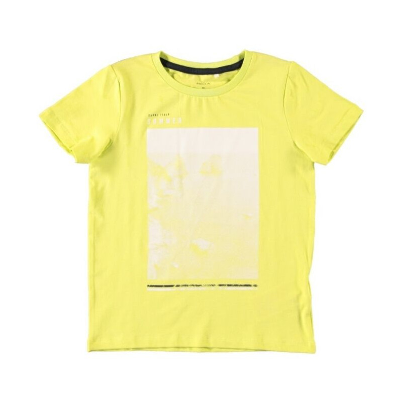 Тениска от органичен памук с щампа, жълта  247280