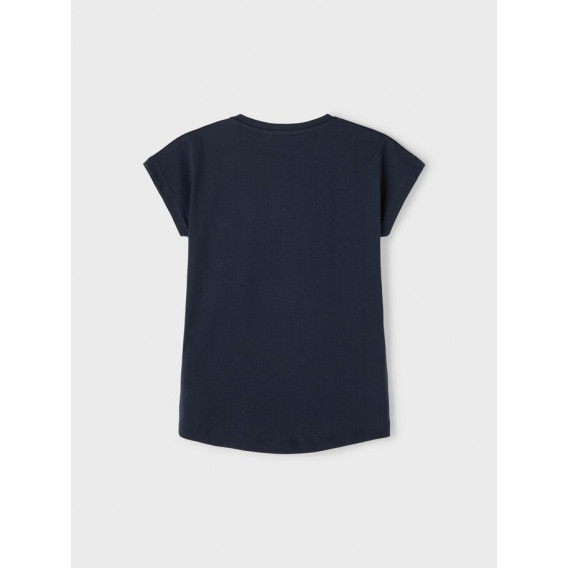 Тениска от органичен памук с цветни надписи, тъмно синя Name it 247304 2