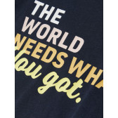 Тениска от органичен памук с цветни надписи, тъмно синя Name it 247305 3