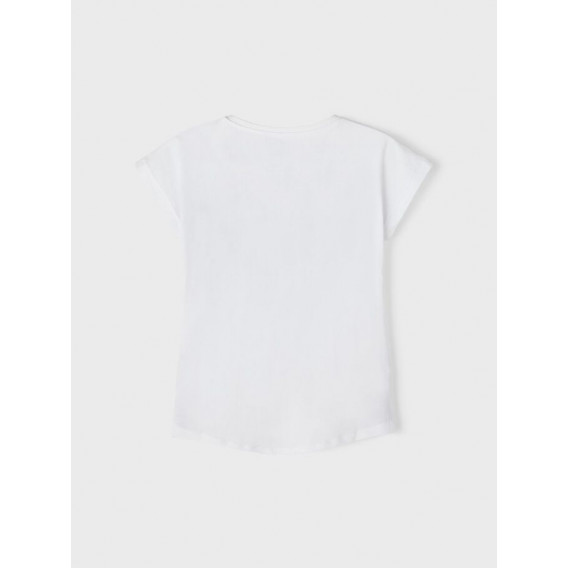 Тениска от органичен памук с щампа, бяла Name it 247307 2