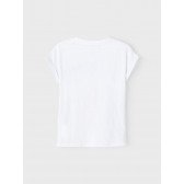 Тениска от органичен памук с щампа на момиче, бяла Name it 247565 2