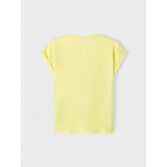 Тениска от органичен памук с щампа на момиче, жълта Name it 247568 2
