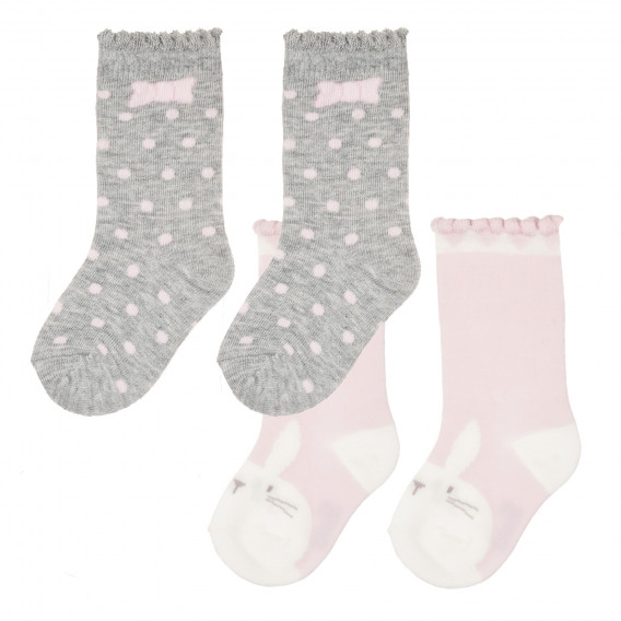 Памучен комплект от два броя чорапи с къдрички за бебе Chicco 247887 