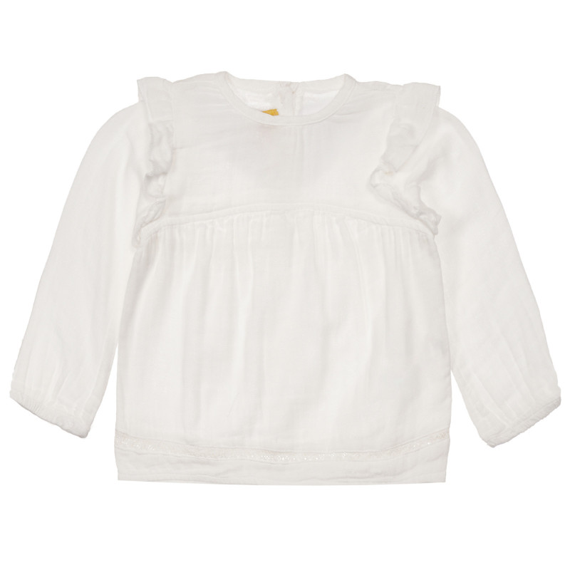 Памучна блуза с къдрички, бял цвят  248266