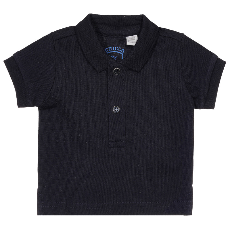 Памучна тениска с яка за бебе, тъмно синя  248298