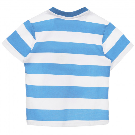 Памучна раирана тениска в бяло и синьо Chicco 248309 4