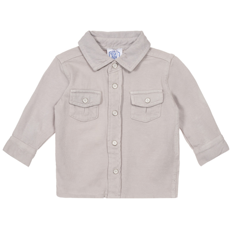 Памучна риза с два джоба за бебе, сива  248322