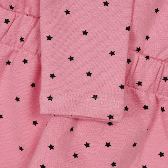 Памучна рокля с принт на звездички за бебе, розова Chicco 248462 2