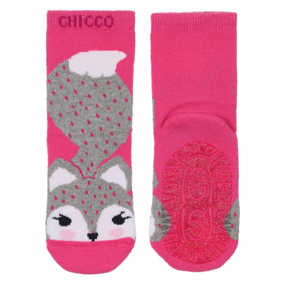 Чорапи с принт на лисица, розови Chicco 248482 
