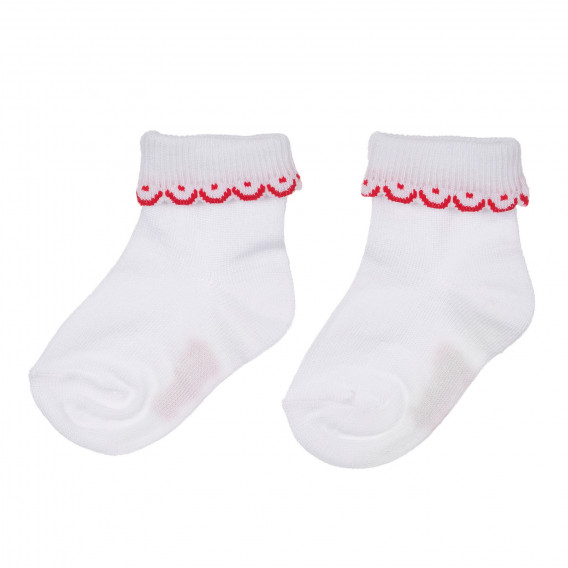 Чорапи с червен акцент за бебе, бели Chicco 248500 