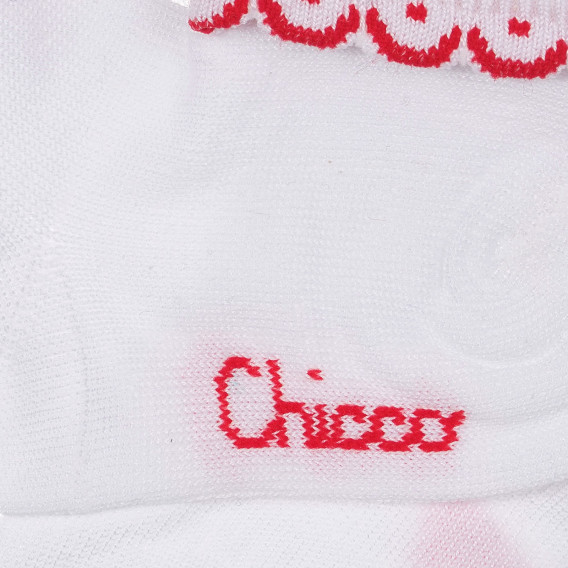 Чорапи с червен акцент за бебе, бели Chicco 248501 2