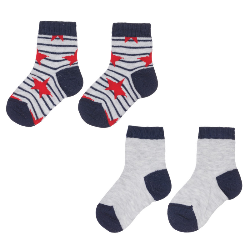 Комплект от два чифта чорапи със звезди в сиво и синьо  248528