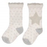 Памучни чорапи с блестящи акценти за бебе, бели Chicco 248557 3