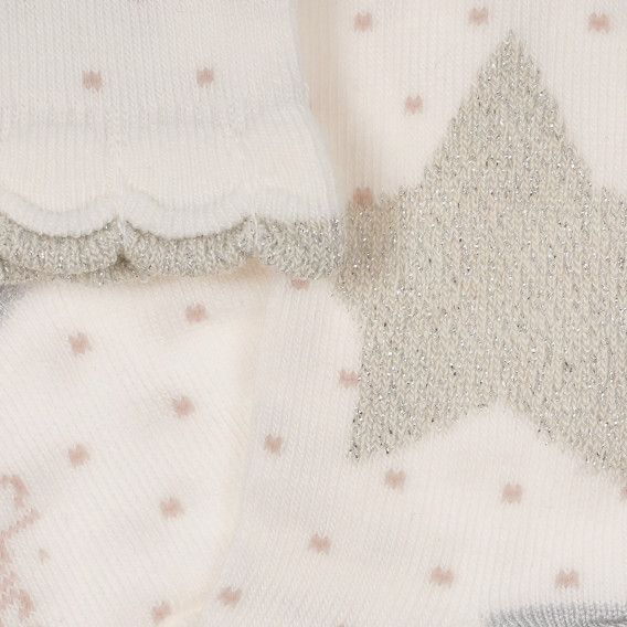 Памучни чорапи с блестящи акценти за бебе, бели Chicco 248558 4