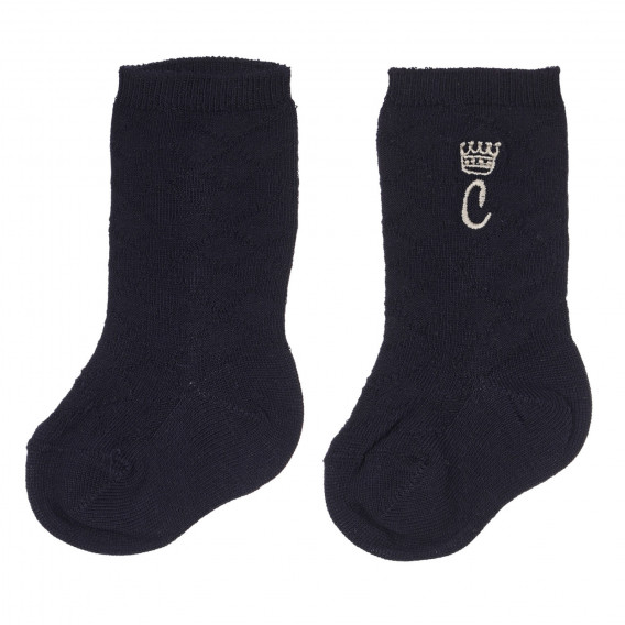 Чорапи с бродерия за бебе, сини Chicco 248567 