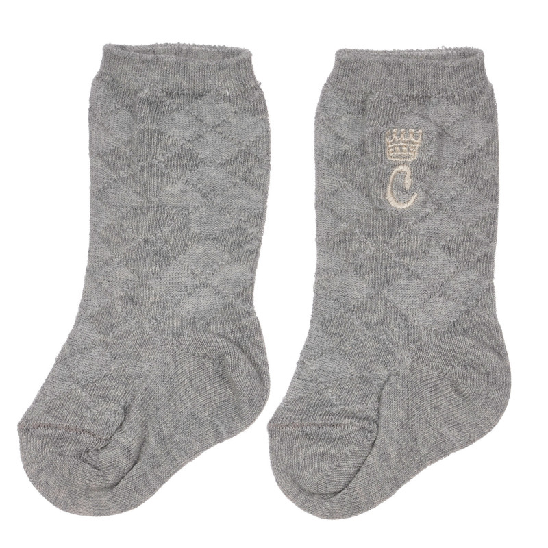 Чорапи с бродерия за бебе, сиви  248569