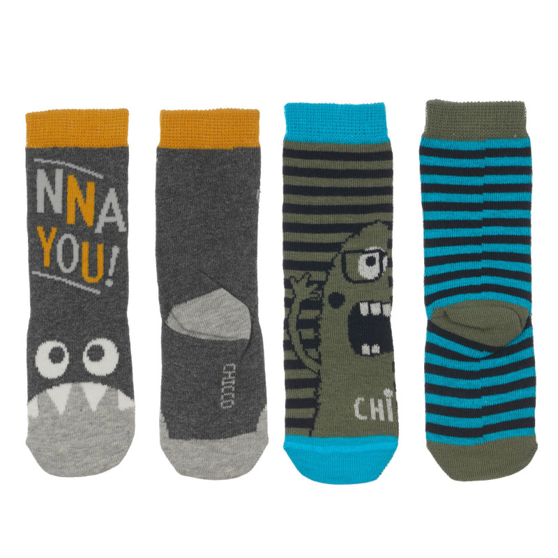 Комплект от два чифта чорапи Monsters за бебе, сини и сиви  248579