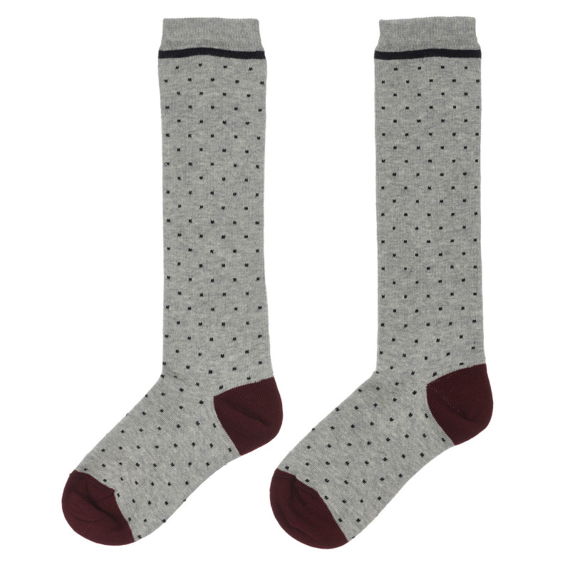 Чорапи с 3/4 дължина и принт на точки, сиви  248612