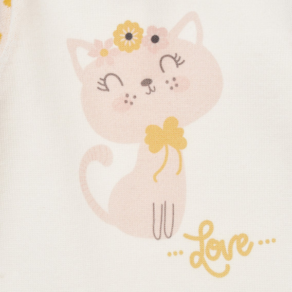 Памучна плетена рокля с коте за бебе, бяла Chicco 248658 2