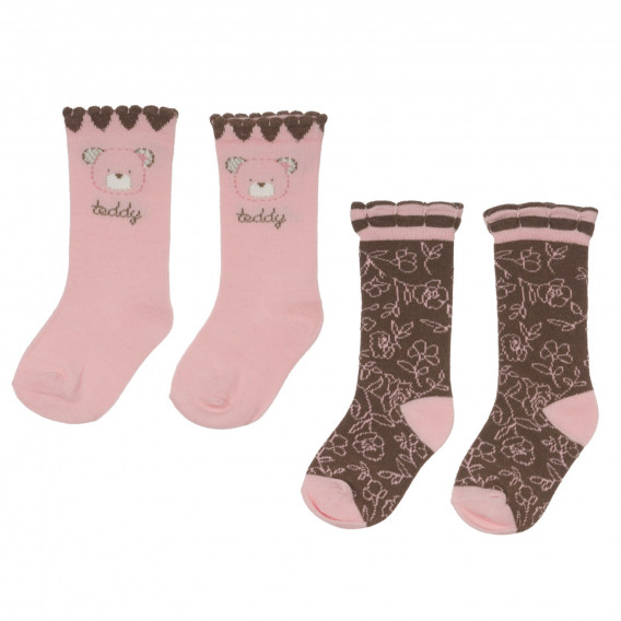 Комплект от два чифта чорапи в розово и кафяво Chicco 248661 