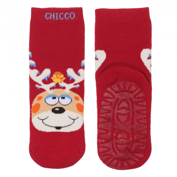 Чорапи с коледен принт, червени Chicco 248698 