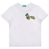 Тениска а апликация и графичен принт, бяла Benetton 249211 