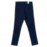 Памучен панталон със сиви кантове, тъмно син Benetton 249265 7