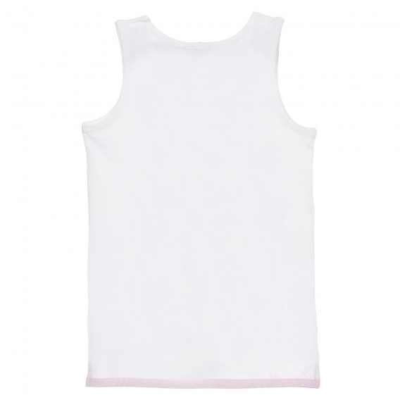 Памучен комплект потник и къси панталони в бяло и розово Benetton 249351 4
