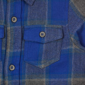Памучна карирана риза в сиво и синьо за бебе Benetton 249378 2