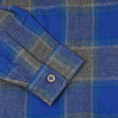 Памучна карирана риза в сиво и синьо за бебе Benetton 249379 3