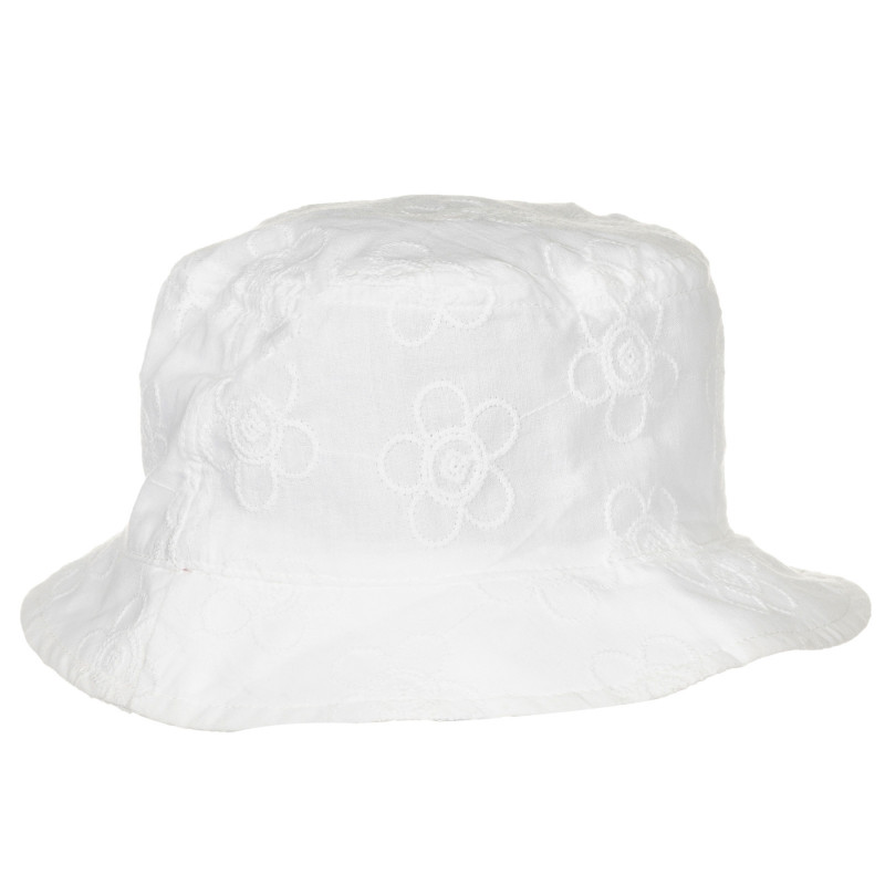 Памучна шапка с апликация на цветя, бяла  249458