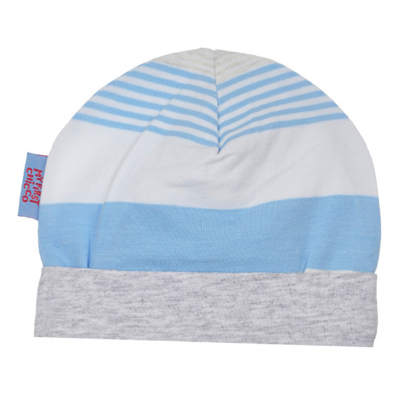 Памучна шапка за бебе в синьо и сиво райе Chicco 249539 2