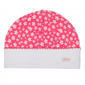 Памучна шапка с флорален принт за бебе, розова Chicco 249541 