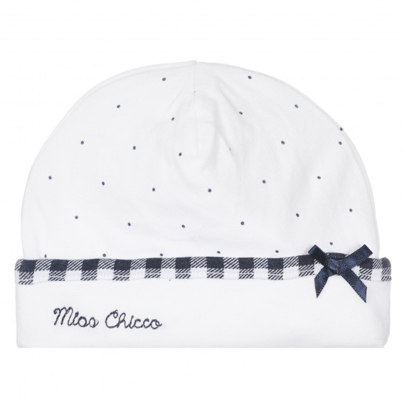 Памучна шапка с фигурален принт за бебе, бяла Chicco 249678 