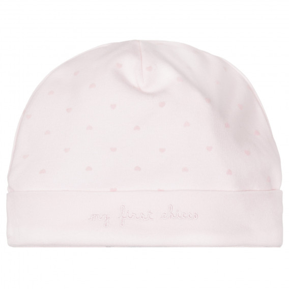 Памучна шапка за бебе с принт на сърца, розова Chicco 249699 4